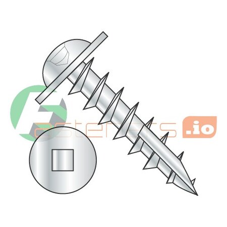 #8 x 1" Deep Thread Wood Screws/Square/Round Washer Head/Steel/Zinc/Type 17 Pt/Type 17 Point/Full Thread (Carton: 4,000 pcs)